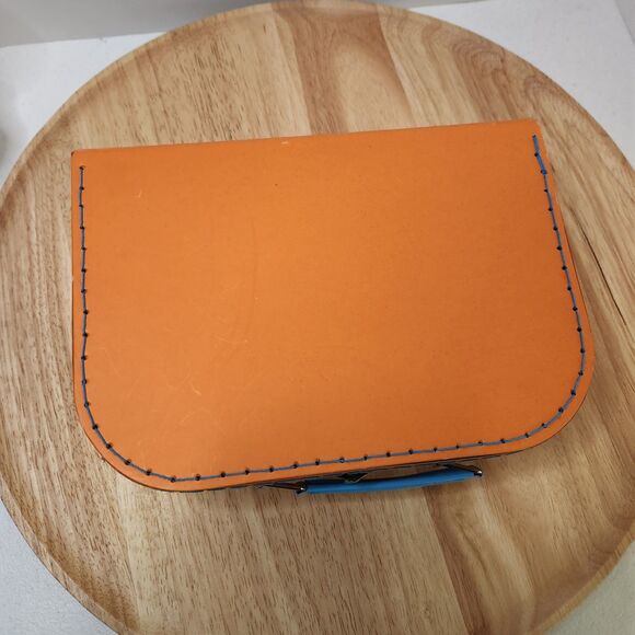 Orange Storage Box with Blue Handle – Lightweight, Decorative, Latch Closure - Picture 7 of 11